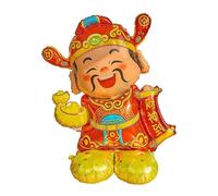 Ballon géant debout Dieu de la richesse pour décoration de l'année lunaire chinoise, ballons en aluminium « Happy 2026 » pour décoration de festival de printemps