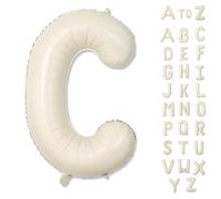Ballon géant en aluminium avec lettres de l'alphabet C pour décoration d'anniversaire, 101,6 cm - Lettre C beige - Auto-gonflant - Pour fête prénatale de fille