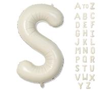 Ballon géant en aluminium avec lettres de l'alphabet S personnalisées, 101,6 cm - Auto-gonflant - Pour décoration d'anniversaire, fête prénatale - Beige