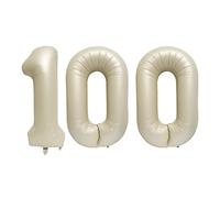 Ballon géant en aluminium en forme de chiffre 100 de 101,6 cm pour décoration de fête d'anniversaire, anniversaire de mariage, remise de diplôme, blanc crème