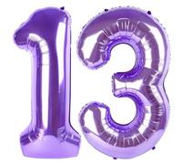 Ballon géant en aluminium en forme de chiffre 101,6 cm pour décoration de fête d'enfant - violet - 101,6 cm