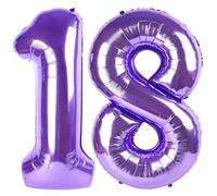 Ballon géant en aluminium en forme de chiffre 101,6 cm pour décoration de fête d'enfant - violet - 101,6 cm