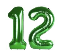 Ballon géant en aluminium en forme de chiffre 12 pour enfants - 101,6 cm - Vert foncé