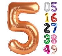 Ballon géant en aluminium en forme de chiffre 5 pour enfants - 101,6 cm - Orange