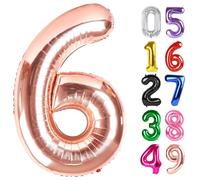 Ballon géant en aluminium en forme de chiffre 6 pour enfants - 101,6 cm - Or rose