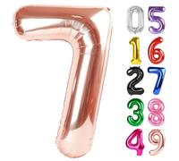 Ballon géant en aluminium en forme de chiffre 7 pour décoration de fête d'enfant - 101,6 cm - Or rose