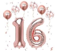 Ballon géant en aluminium en forme de chiffre Taille XXL 101 cm Décoration d'anniversaire gonflable à l'hélium (numéro 16/61)