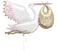 Ballon géant en aluminium « It's a Girl » (157 cm) - Parfait pour les fêtes prénatales et les fêtes de révélation du sexe - 1 pièce