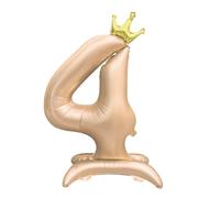 Ballon géant en aluminium XXL de 106 cm / 42 pouces avec chiffre 4 - Ballon 4 pour anniversaire - Beige
