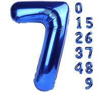 Ballon géant en feuille Mylar pour sept anniversaires de 7, 17, 27, 70 ans - Bleu - 101,6 cm