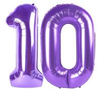 Ballon géant en forme de chiffre 10 pour enfants - 101,6 cm - Violet - Ballon géant en aluminium pour décoration de fête