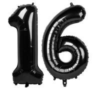 Ballon géant en forme de chiffre 16 pour enfants - 101,6 cm - Décoration de fête d'anniversaire pour enfants - Ballon géant en aluminium pour fournitures de fête