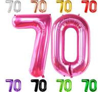 Ballon géant en forme de chiffre 70 rose vif - 101,6 cm | Ballon d'anniversaire 70e anniversaire pour femme | Ballon rose chiffre 70 | Ballon rose 70 ans pour 70e anniversaire