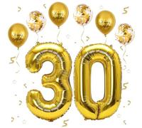 Ballon géant en forme de chiffre Doré Taille XXL 101 cm Ballon en aluminium en forme de chiffre Décoration d'anniversaire de fête gonflable à l'hélium (numéro 30)