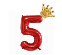 Ballon géant en forme de couronne rouge en forme de chiffre 5 de 101,6 cm, grand ballon en film d'aluminium, ballons de décoration pour 5e anniversaire, fête d'anniversaire d'enfants, fête prénatale (rouge 5)