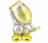 Ballon géant en forme de flûte à champagne Cheers debout avec pied 127 x 97 cm - Parfait pour les anniversaires, mariages, anniversaires, fêtes du Nouvel An et célébrations de toutes sortes