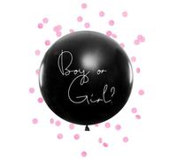 PartyDeco - BG36-2-D - Ballon géant à coudre avec confettis rose pour Gender Reveal Party (femelle).