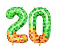 Ballon géant en mylar pour décoration de fête d'anniversaire sur le thème du jeu vidéo pour 20e anniversaire de joueur, réutilisable et auto-scellant, 101,6 cm (pixel) (vert pixel)