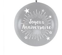 ballon géant latex joyeux anniversaire 1m argent - sud trading cd7668-arg Gris G