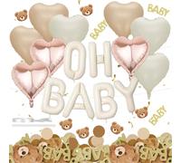 Ballon Géant Lettre "OH BABY",16 Pouces (40 cm) Crème/Beige,Décoration pour Baby Shower, Anniversaire,Fille ou Garçon,Ballon en Aluminium