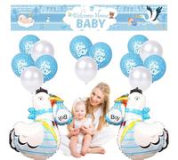 Ballon Gender Reveal Ballon Bapteme Ballon Baby Shower Ballon Paillette “It’s a BOY” Welcome Home Baby Bannière Stork Balloons Blancs Balloons pour Baby Shower Réception à Domicile (Bleu)…