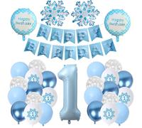 Ballon gonflable 1er anniversaire Flocons de neige Hiver Première fête d'anniversaire Décoration d'anniversaire 1 an Fille Garçon - Joyeux anniversaire 1 an