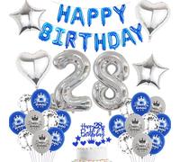Ballon gonflable 28e anniversaire homme bleu décoration ballon en aluminium 28 ans décoration d'anniversaire homme bleu ensemble happy Birthday 28th deco