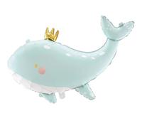 Ballon gonflable animal baleine avec couronne - 93 x 71 cm - Idéal pour fêtes d'anniversaire, anniversaires d'enfants, décoration décorative, gonflable à l'air ou à l'hélium, accessoires de fête