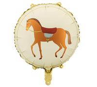 Ballon gonflable cheval rond (45 cm) - Joli ballon à motif poney - Convient à l'hélium - Décoration d'anniversaire pour chevaux fille et garçon - Beige marron