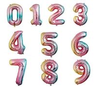 Ballon gonflable chiffre 4 aux couleurs de l'arc-en-ciel - 80 cm - Pour anniversaire, mariage, fête, anniversaire - Grand format XXL - Pour remplissage à l'air - Décoration licorne et arc-en-ciel