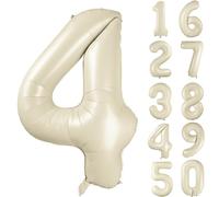 Ballon gonflable chiffre Beige 102 cm Crème Blanc chiffres Ballon 4 Fille Garçon Anniversaire Ballons Blanc sable Hélium Folie Mylar Ballon décoration d'anniversaire Fête Banquet Décoration Chiffre 4