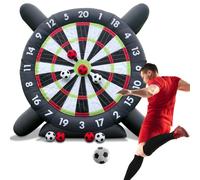 Ballon Gonflable de Football Dart Board, Gonflable Cible Foot Gonflable 3 m, Jeu de Fléchettes Géante d'extérieur avec 8 collantes Balles et 280W Souffleur, pour Jeux Plein Air, Jardin Cour Fête