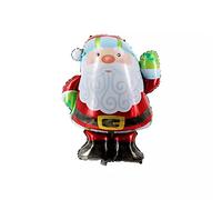 Ballon Gonflable de Noël - Père Noël Agitant XL - 89 x 75,5 cm - Santa Xmas en Aluminium - Décoration de Fête - 24 Pièces