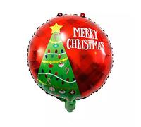 Ballon Gonflable de Noël Rond Merry Christmas Rouge, 45 cm - Grand XL Père Noël Arbre à l'Hélium en Aluminium pour Fête, Décoration, Tête de 24