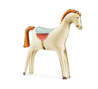 Ballon gonflable en forme de cheval debout - Taille XXL - Ballon poney - Cadeau d'anniversaire pour fille et garçon - Décoration de ferme - Crème - Environ 70 cm