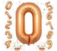 Ballon gonflable en forme de chiffre 0 - 101,6 cm - Film aluminium - Auto-gonflant - Ballons 0 - Pour garçons et filles - Pour décoration de fête d'anniversaire, fête prénatale, anniversaire de