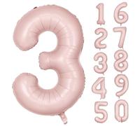 Ballon gonflable en forme de chiffre 3 - 101,6 cm - Ballon géant en forme de chiffre pour décoration numérique - 101,6 cm - Rose mat