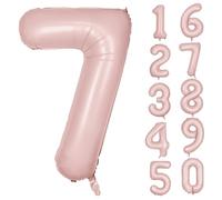 Ballon gonflable en forme de chiffre 7 - 101,6 cm - Ballon géant en forme de chiffre pour décoration numérique - 101,6 cm - pour anniversaire, mariage - rose mat