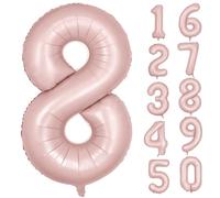 Ballon gonflable en forme de chiffre 8 - 101,6 cm - Ballon géant en forme de chiffre pour décoration numérique - 101,6 cm - Pour anniversaire, mariage - Rose mat