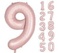 Ballon gonflable en forme de chiffre 9 - 101,6 cm - Ballon géant en forme de chiffre pour décoration numérique - 101,6 cm - pour anniversaire, mariage - rose mat