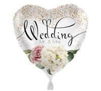 Ballon gonflable en forme de cœur avec inscription « Mr. Mrs » - Cadeau de mariage - Fabriqué en UE - Décoration de mariage