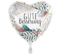 Ballon gonflable en forme de cœur « Bonne amélioration » comme décoration et cadeau de convalescence | Taille : 43 cm | Ballon à offrir