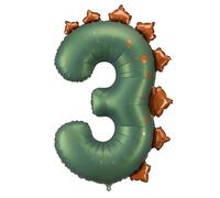 Ballon gonflable en forme de dinosaure - Décoration d'anniversaire - Ballon géant en forme de dinosaure - Vert foncé (92 cm) - Pour 3ème anniversaire d'enfant garçon et fille - Convient à l'hélium et