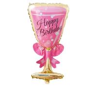 Ballon gonflable en forme de flûte à champagne XXL rose - 102 cm - Ballons d'anniversaire - Décoration d'anniversaire - Motif champagne - Pour filles et femmes - Ballon à l'hélium - Décoration de fête