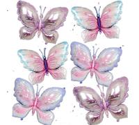 Ballon gonflable en forme de papillon - Décoration de fête d'anniversaire - Taille XXL - Violet - Pour fête prénatale, anniversaire, mariage, jardin