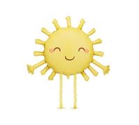 Ballon gonflable en forme de soleil - Jaune - 77 × 62 cm - Avec jambes et paille - Ballon à l'hélium pour anniversaire d'enfant