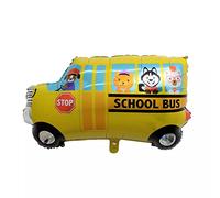 Ballon gonflable en forme de véhicule, bus scolaire, environ 53 x 74 cm - Ballon de fête, voiture, anniversaire, décoration multicolore pour anniversaire d'enfant, ballon à l'hélium, ballon XXL