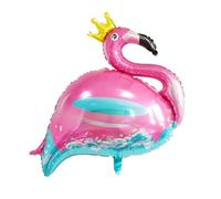 Ballon gonflable Flamingo avec couronne, 100 x 80 cm, bleu rose, idéal pour les fêtes d'anniversaire, les mariages, le Nouvel An ou les cadeaux, à gonfler avec de l'air et de l'hélium, valve à