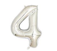 Ballon Gonflable Géant 86 cm Numéro 4 couleur Argent - Anniversaire Fête Grand Format