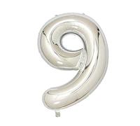 Ballon Gonflable Géant 86 cm Numéro 9 couleur Argent - Anniversaire Fête Grand Format
